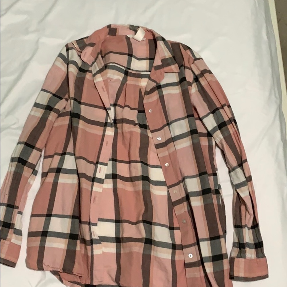H&M Pink, Black, and White Flanel